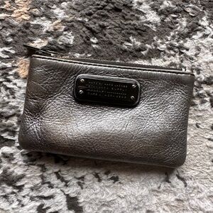 Marc by Marc Jacobs Metallic Silver Leather Zip Pouch